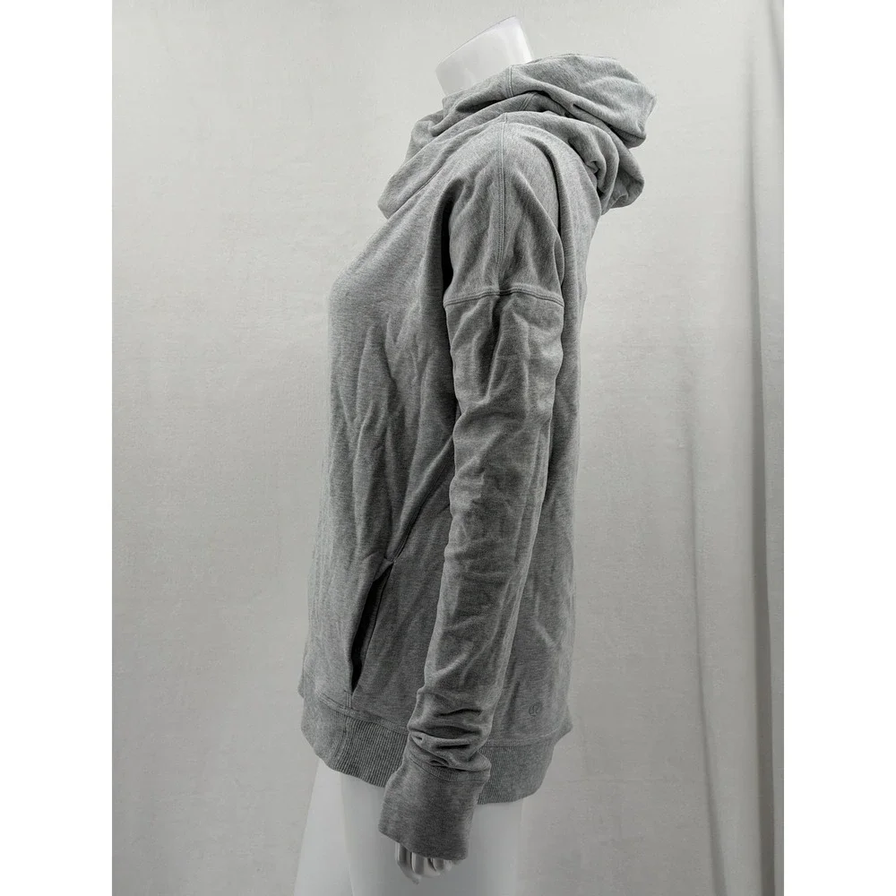 Lululemon Hoodie Womens 8 Gray Stress Less Cowl Funnel Neck Athleisure Sporty